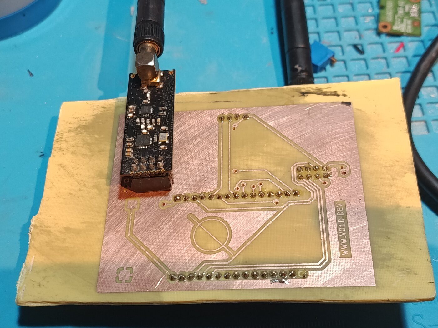 V2 after etching and soldering, before cutting it down to size