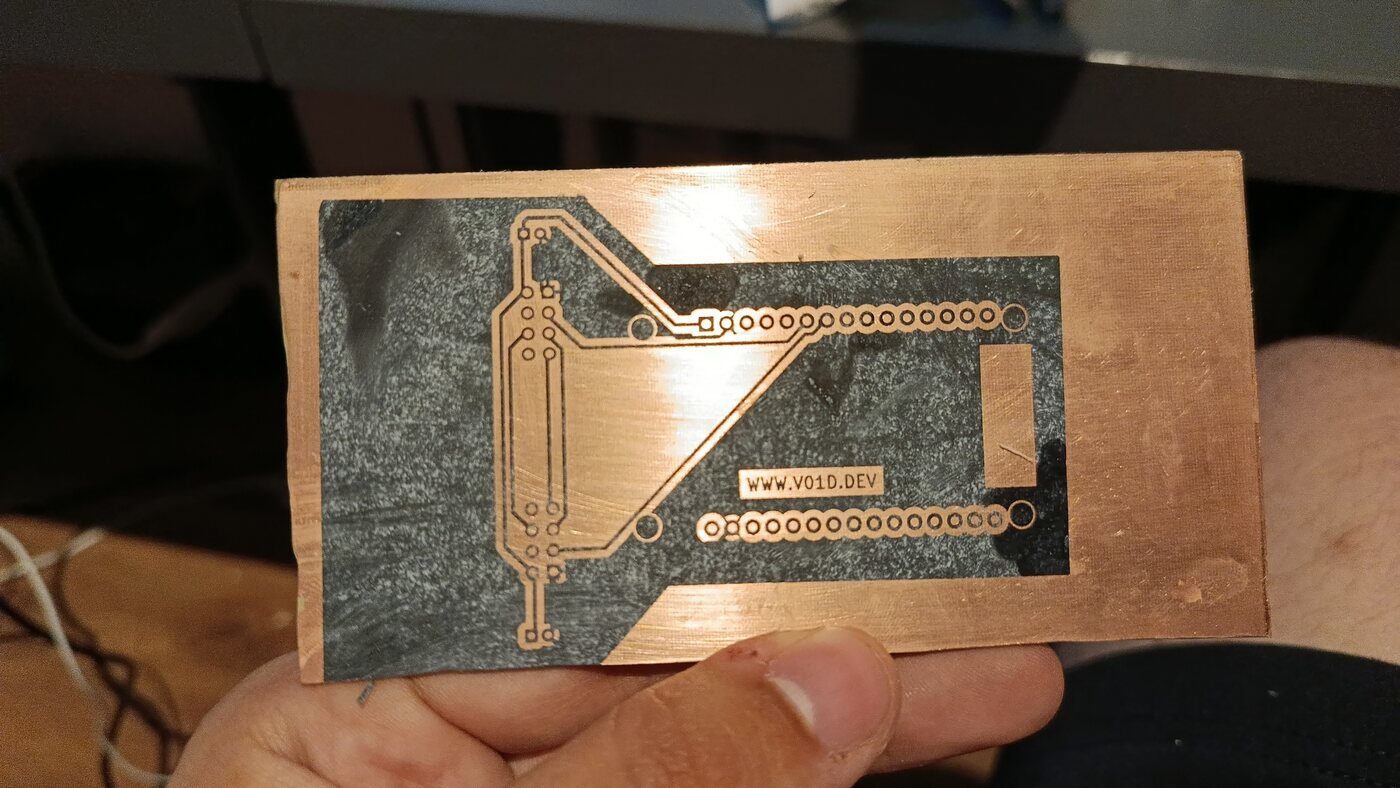 V1 artwork transferred onto the copper
